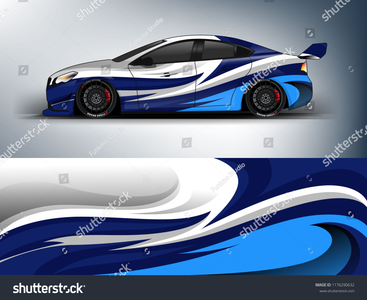 Racing car wrap. Blue abstract strip for racing car wrap, sticker, and decal. vector eps 10 format.
