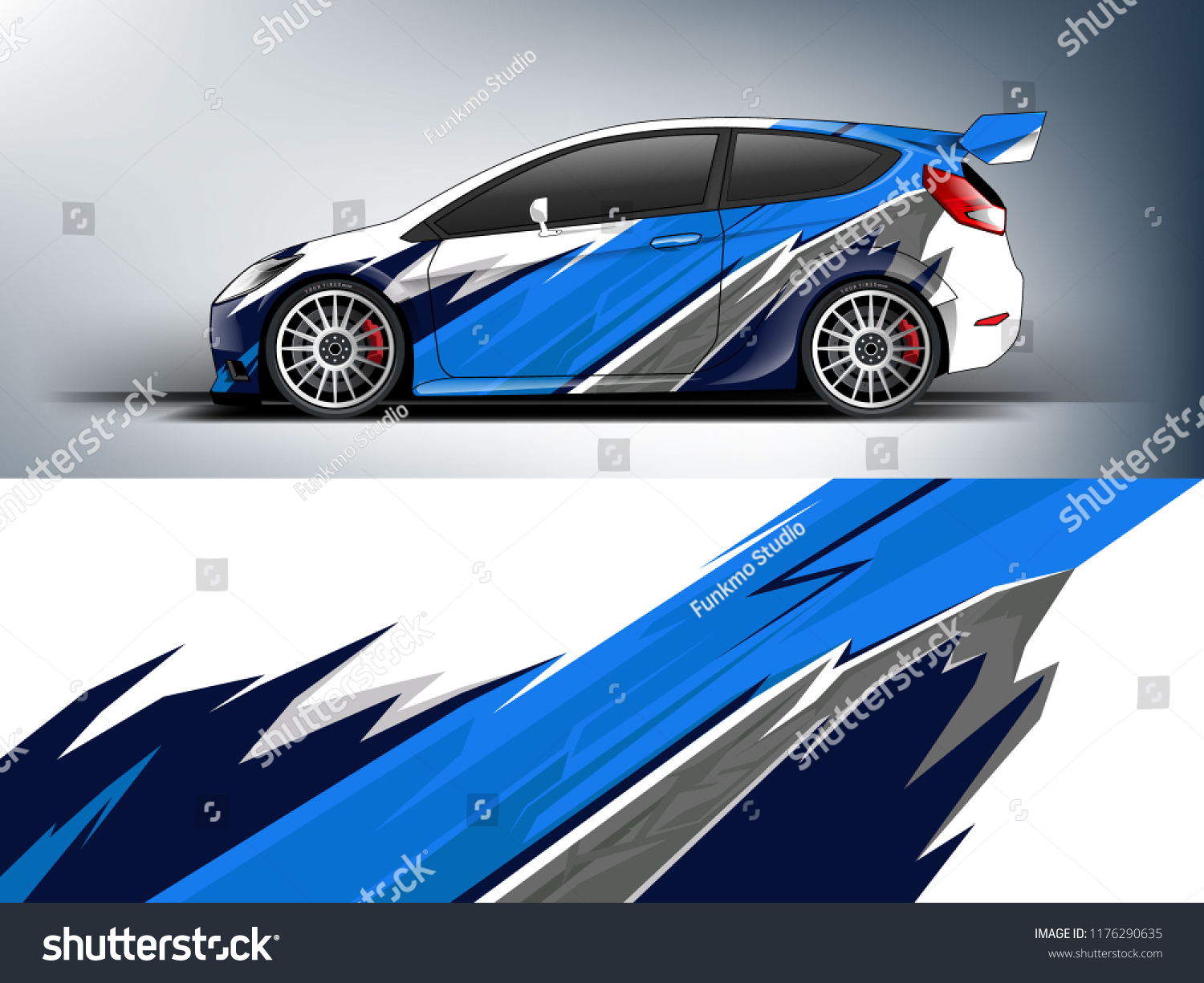 Racing car wrap. Blue abstract strip for racing car wrap, sticker, and decal. vector eps 10 format.