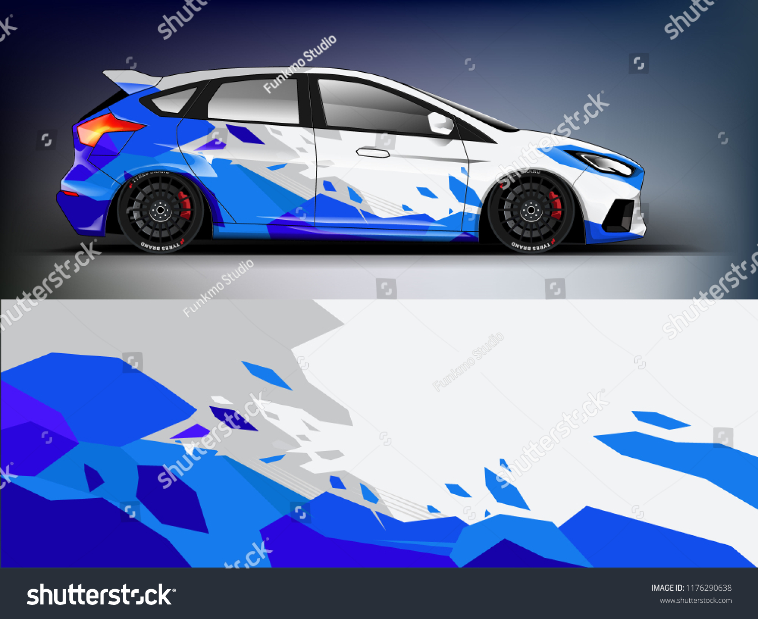 Racing car wrap. Blue abstract strip for racing car wrap, sticker, and decal. vector eps 10 format.