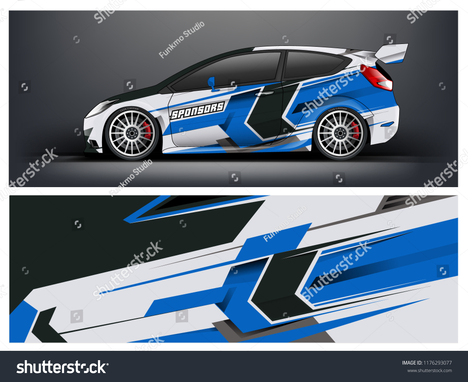 Racing car wrap. Blue abstract strip for racing car wrap, sticker, and decal. vector eps 10 format.