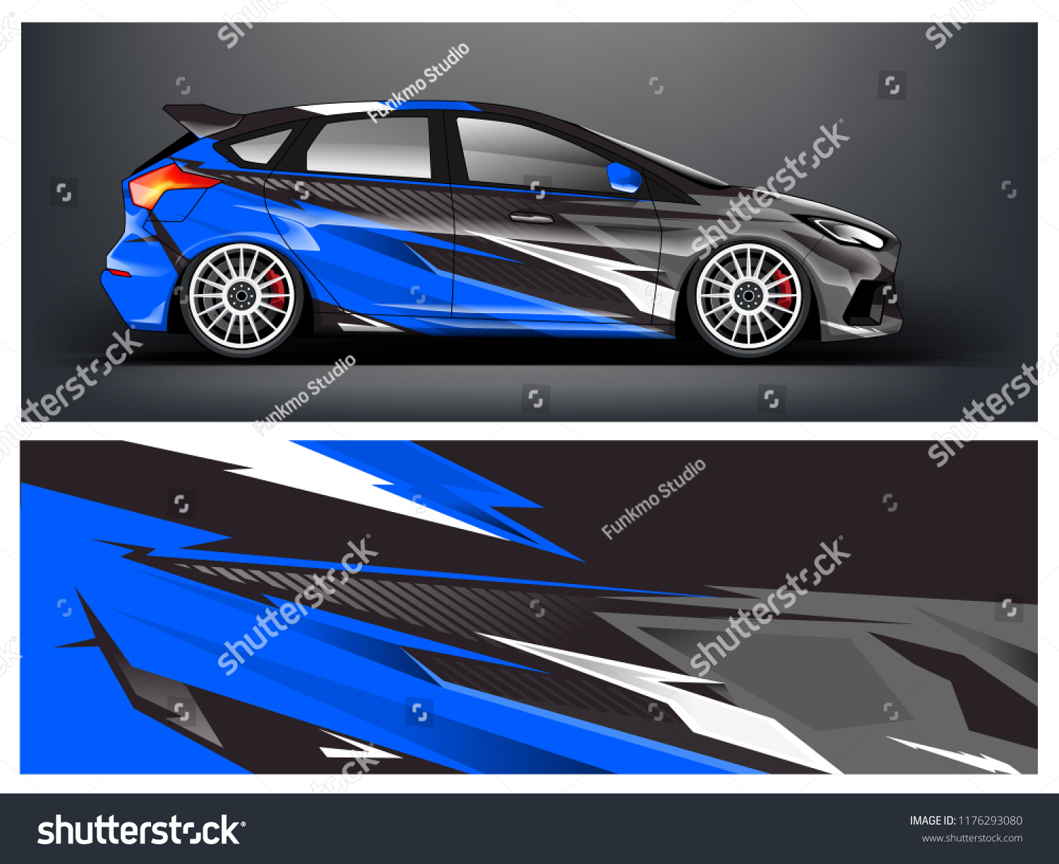 Racing car wrap. Blue abstract strip for racing car wrap, sticker, and decal. vector eps 10 format.