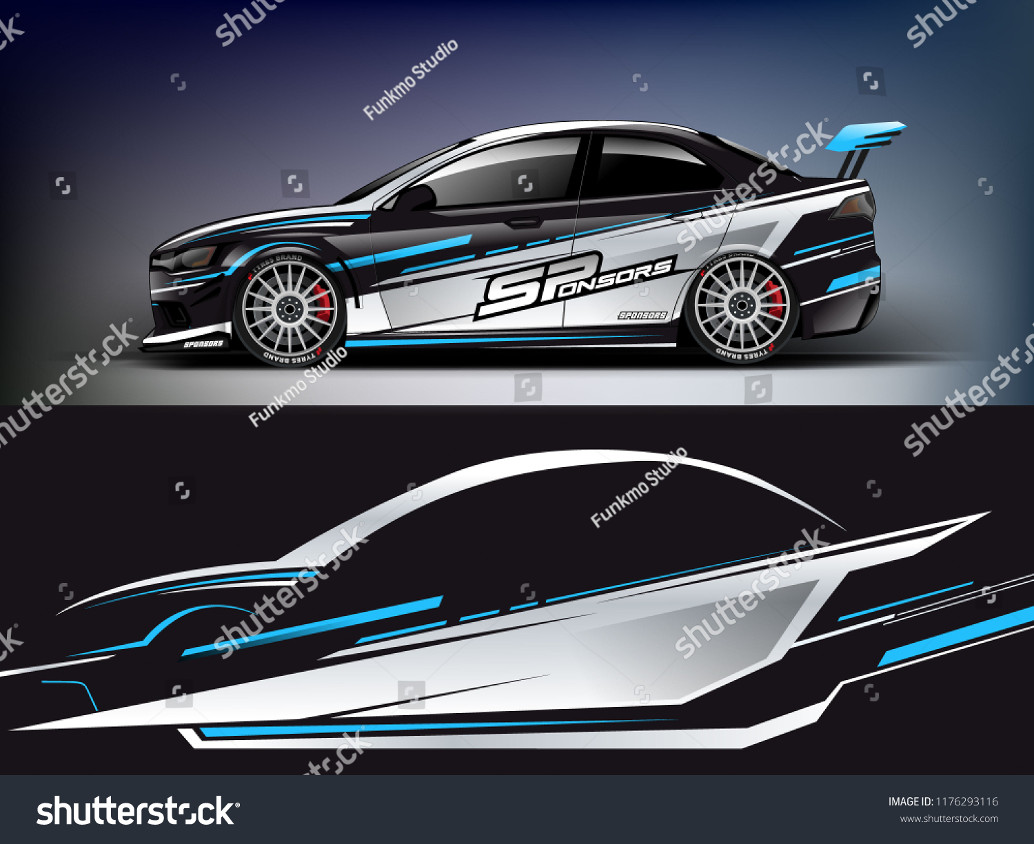 Racing car wrap. Blue abstract strip for racing car wrap, sticker, and decal. vector eps 10 format.