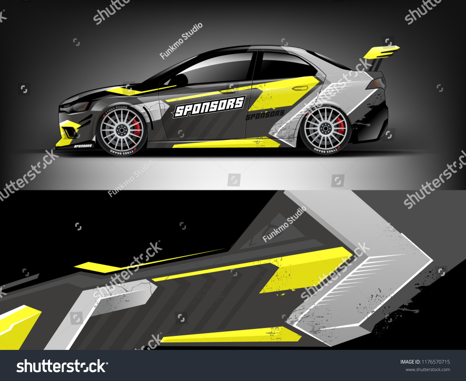 Car wrap. modern racing car wrap strip for sedan and hatchback. vector eps10.