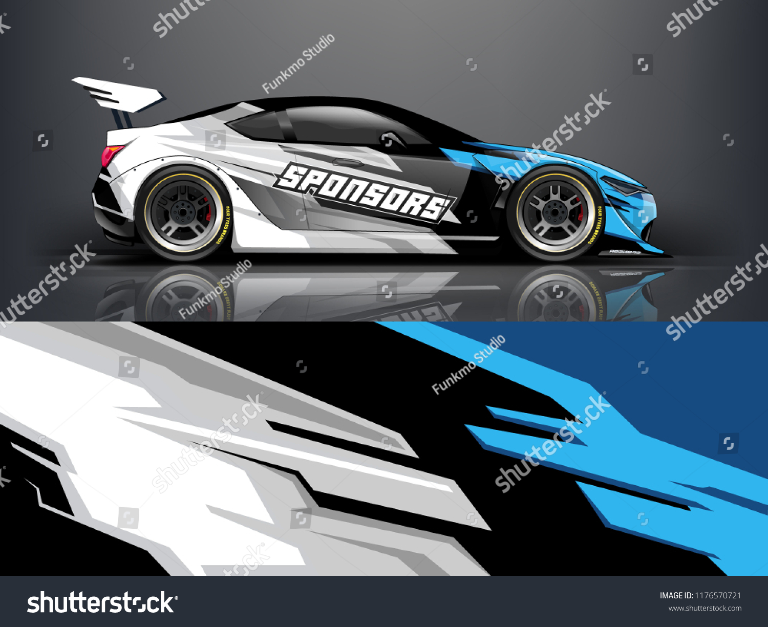 Car wrap. modern racing car wrap strip for sedan and hatchback. vector eps10.