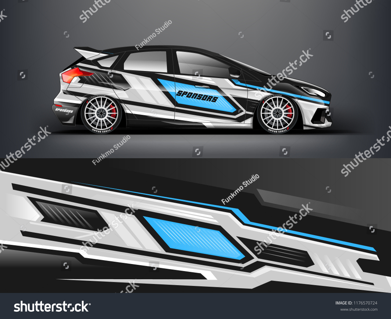 Car wrap. modern racing car wrap strip for sedan and hatchback. vector eps10.