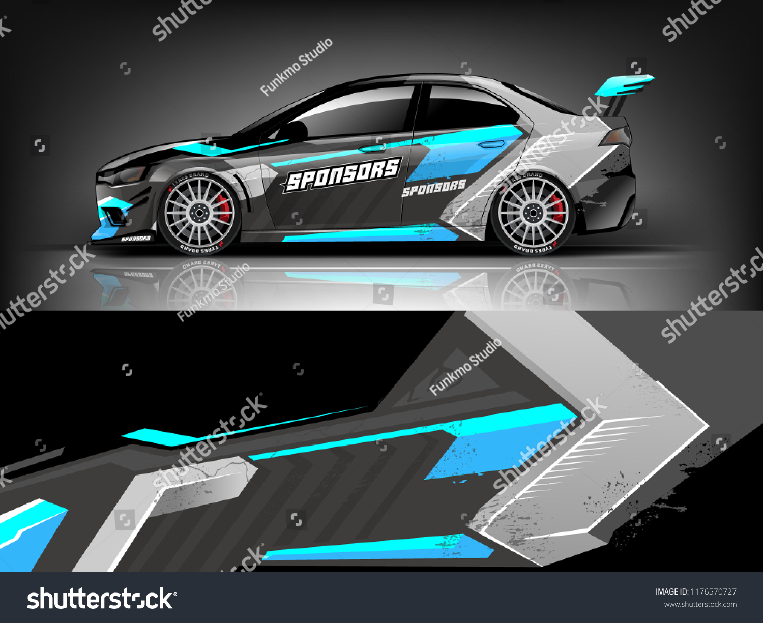 Car wrap. modern racing car wrap strip for sedan and hatchback. vector eps10.