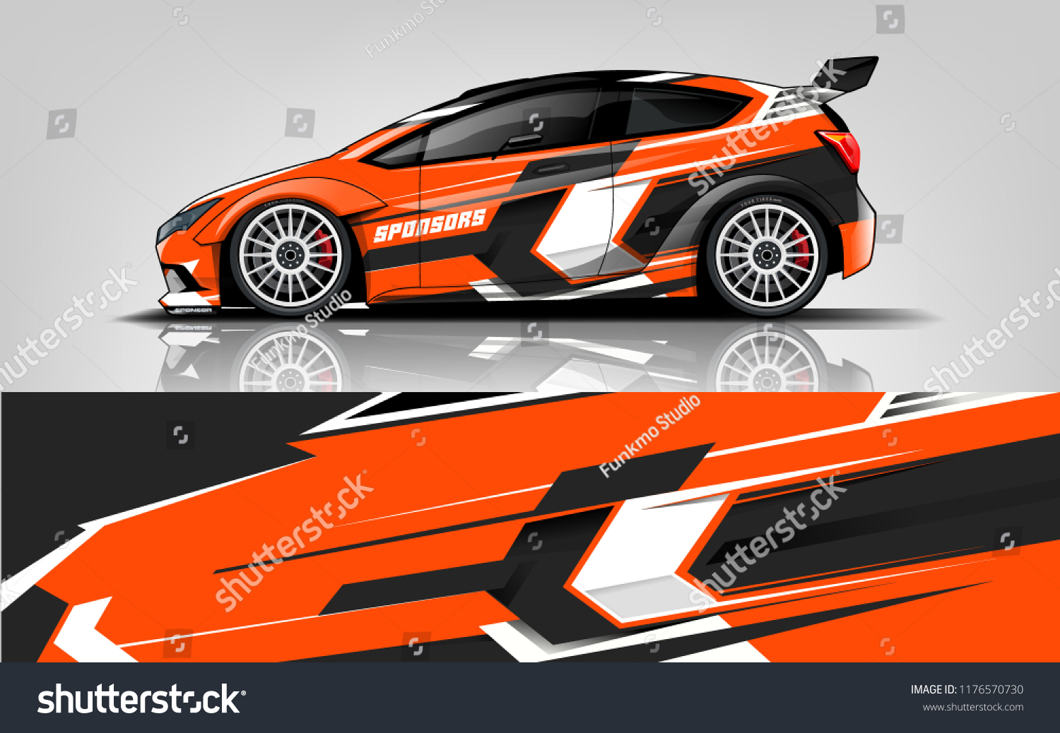 Car wrap. modern racing car wrap strip for sedan and hatchback. vector eps10.
