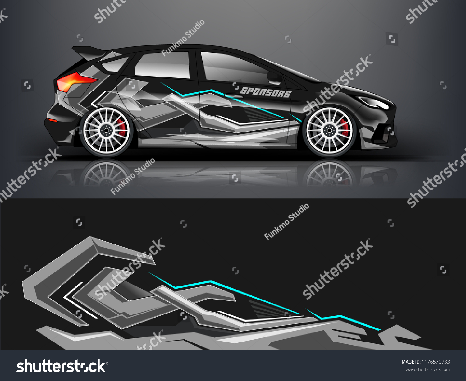 Car wrap. modern racing car wrap strip for sedan and hatchback. vector eps10.