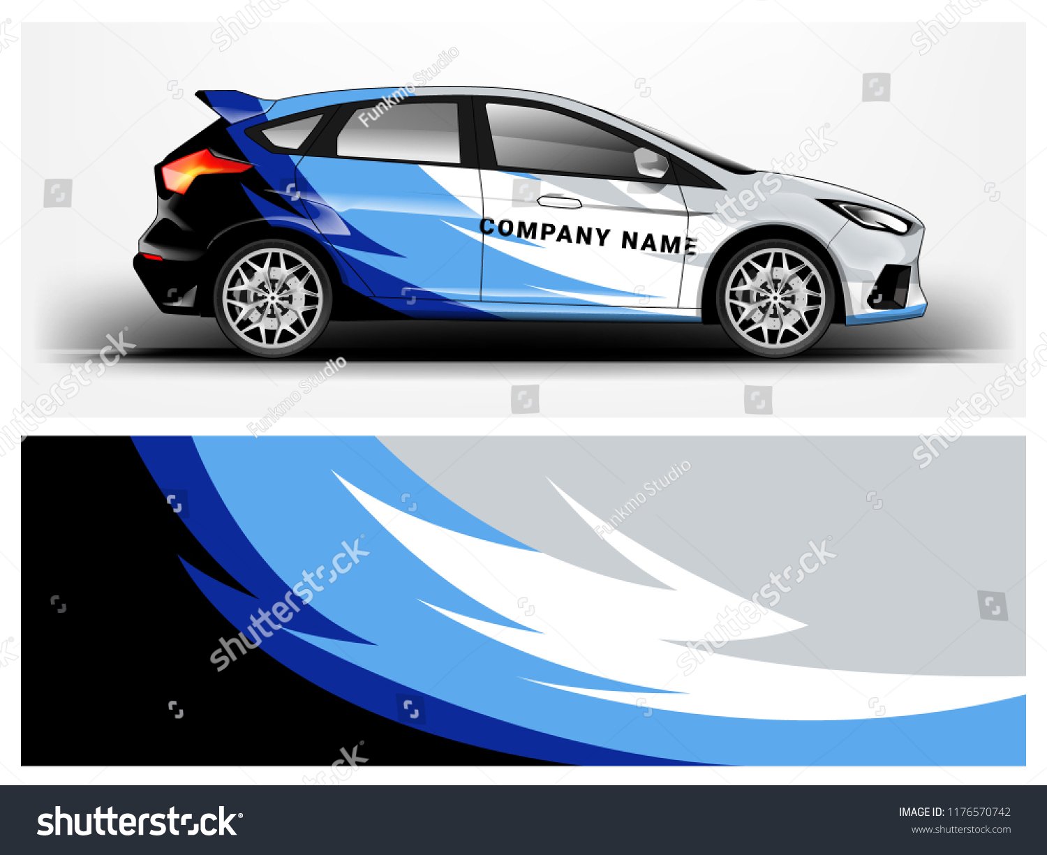 Car wrap. modern company car wrap strip for sedan and hatchback. vector eps10.