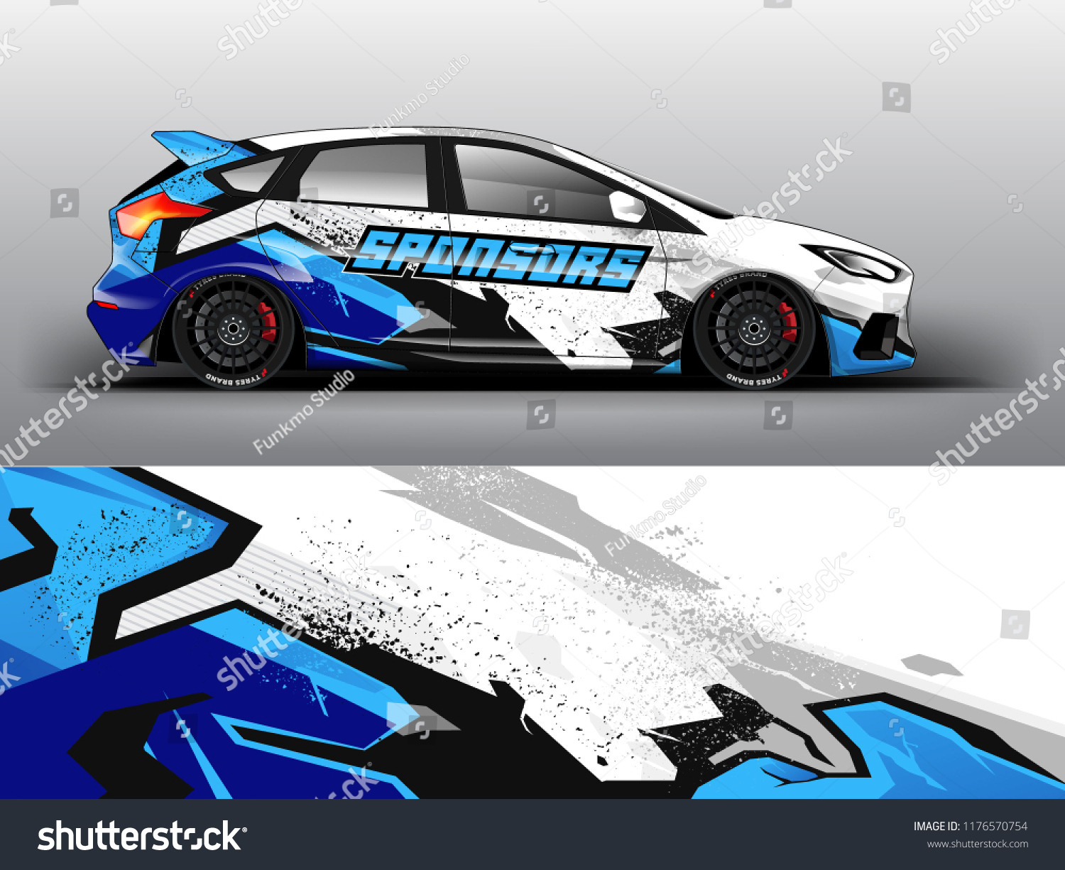 Car wrap. modern racing car wrap strip for sedan and hatchback. vector eps10.