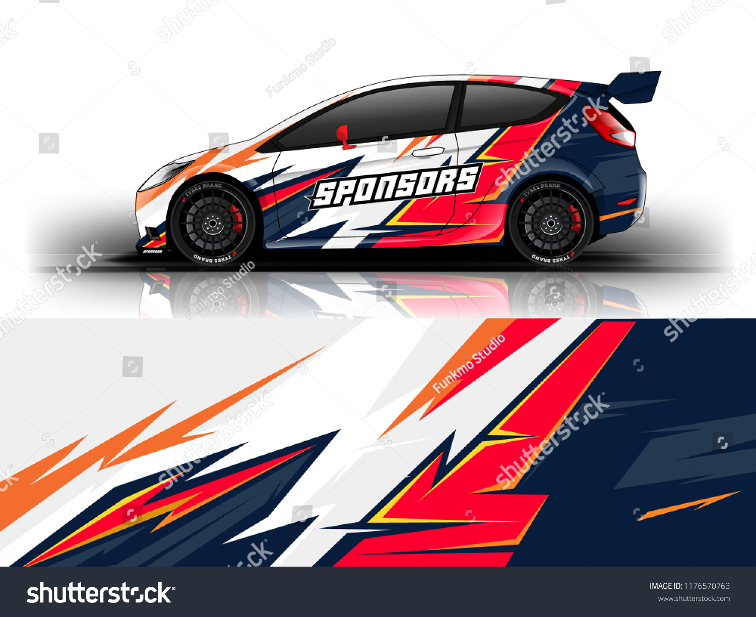 Car wrap. modern racing car wrap strip for sedan and hatchback. vector eps10.