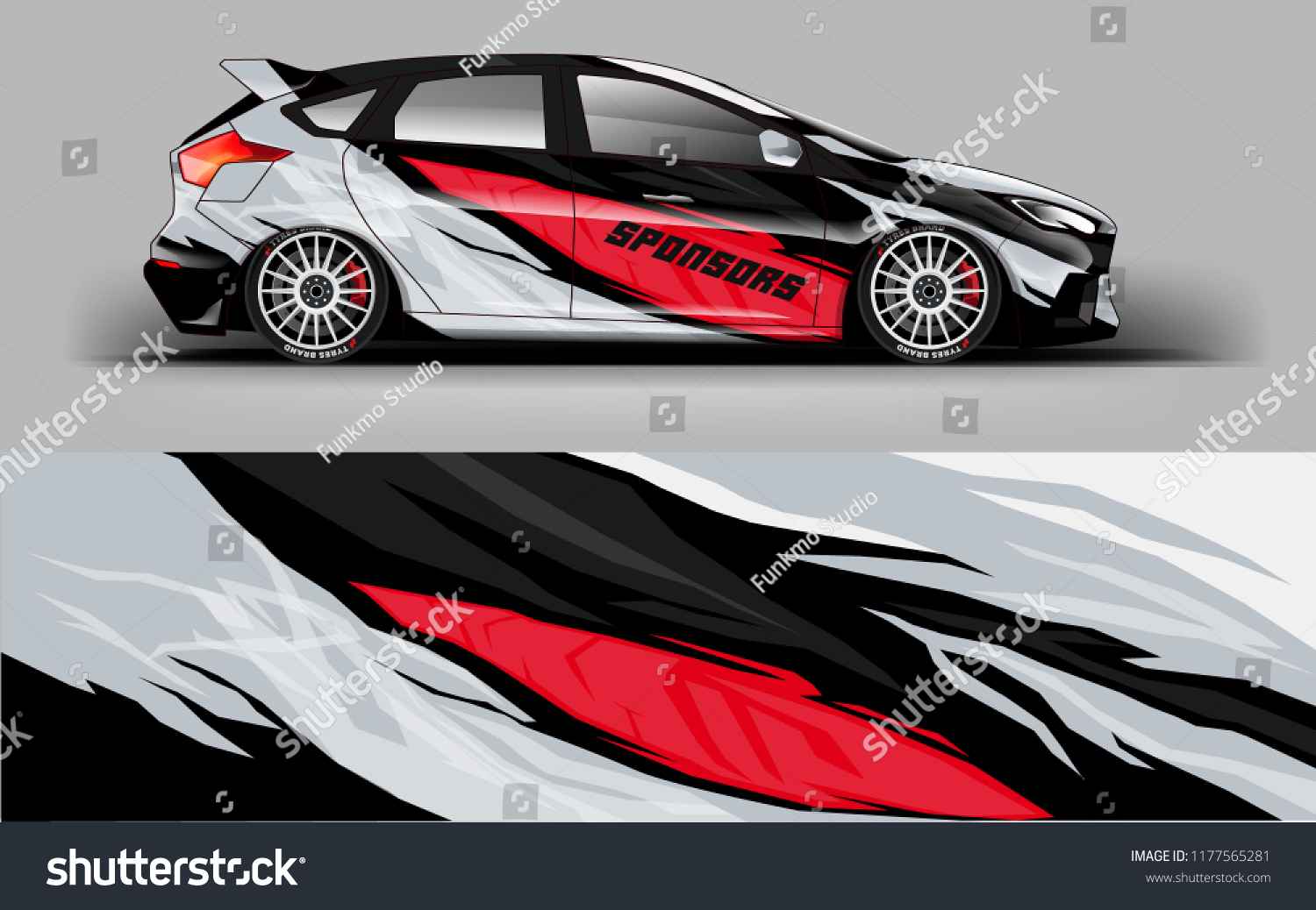 Car wrap graphic racing red abstract background for wrap and vinyl sticker
