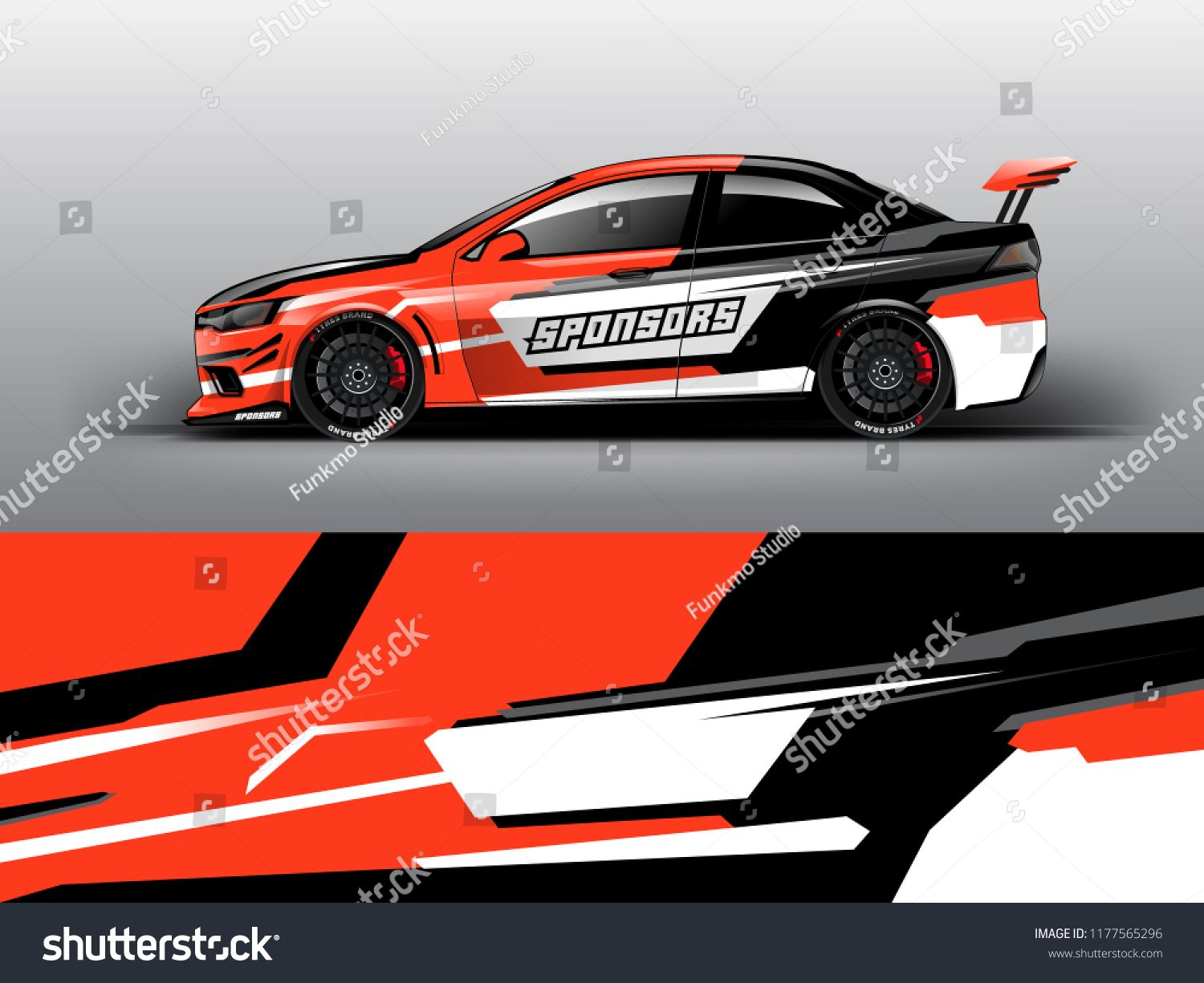 Car wrap graphic racing red abstract background for wrap and vinyl sticker