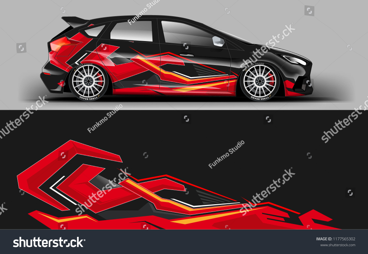 Car wrap graphic racing red abstract background for wrap and vinyl sticker