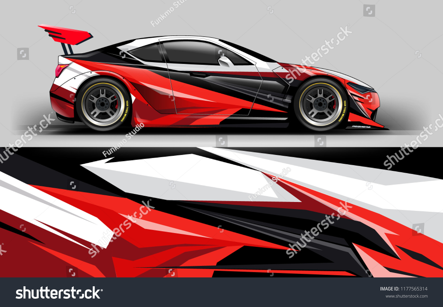 Car wrap graphic racing red abstract background for wrap and vinyl sticker