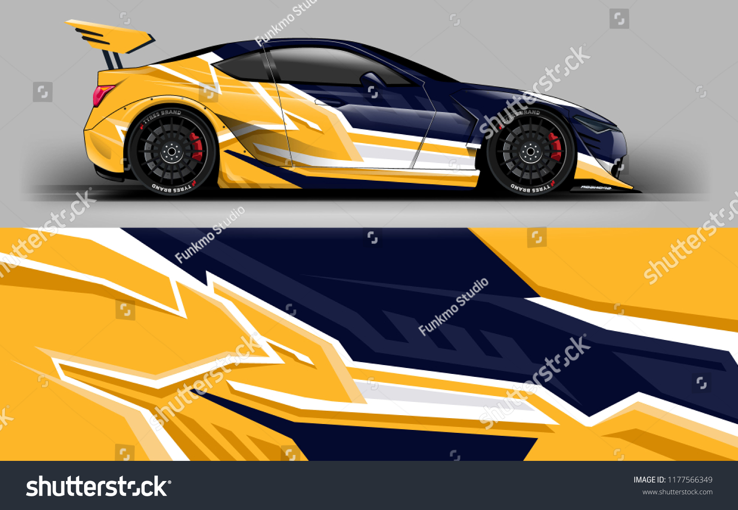 Car wrap graphic racing yellow abstract background for wrap and vinyl sticker
