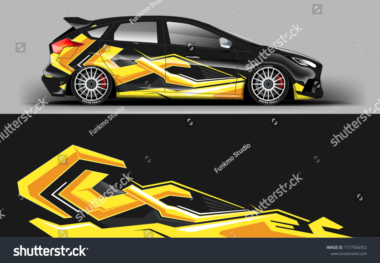Car wrap graphic racing yellow abstract background for wrap and vinyl sticker