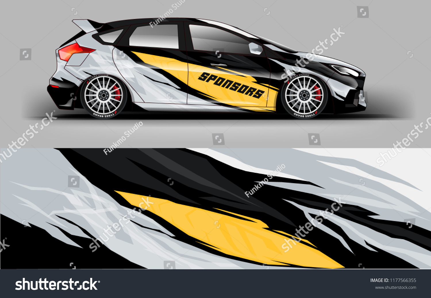 Car wrap graphic racing yellow abstract background for wrap and vinyl sticker