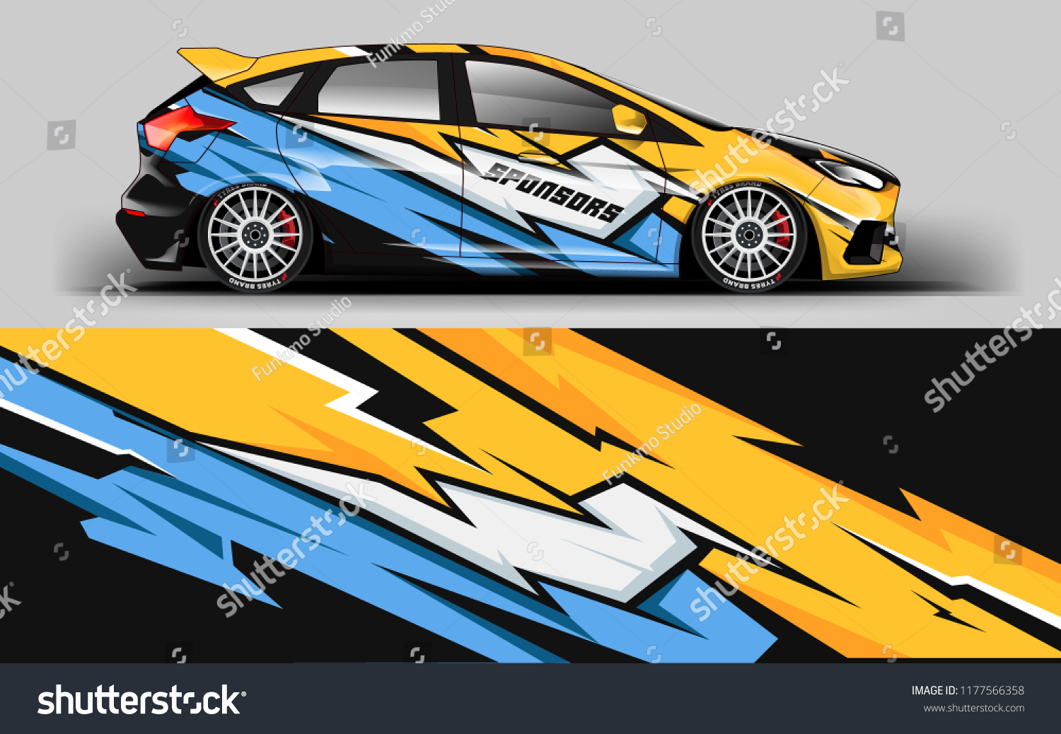 Car wrap graphic racing yellow abstract background for wrap and vinyl sticker