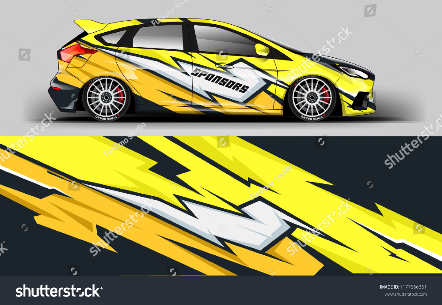 Car wrap graphic racing yellow abstract background for wrap and vinyl sticker
