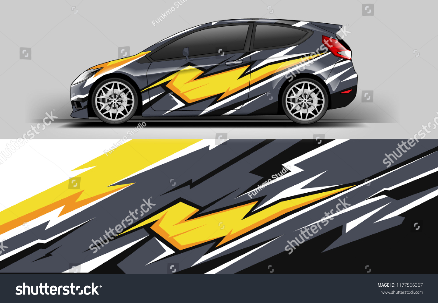 Car wrap graphic racing yellow abstract background for wrap and vinyl sticker
