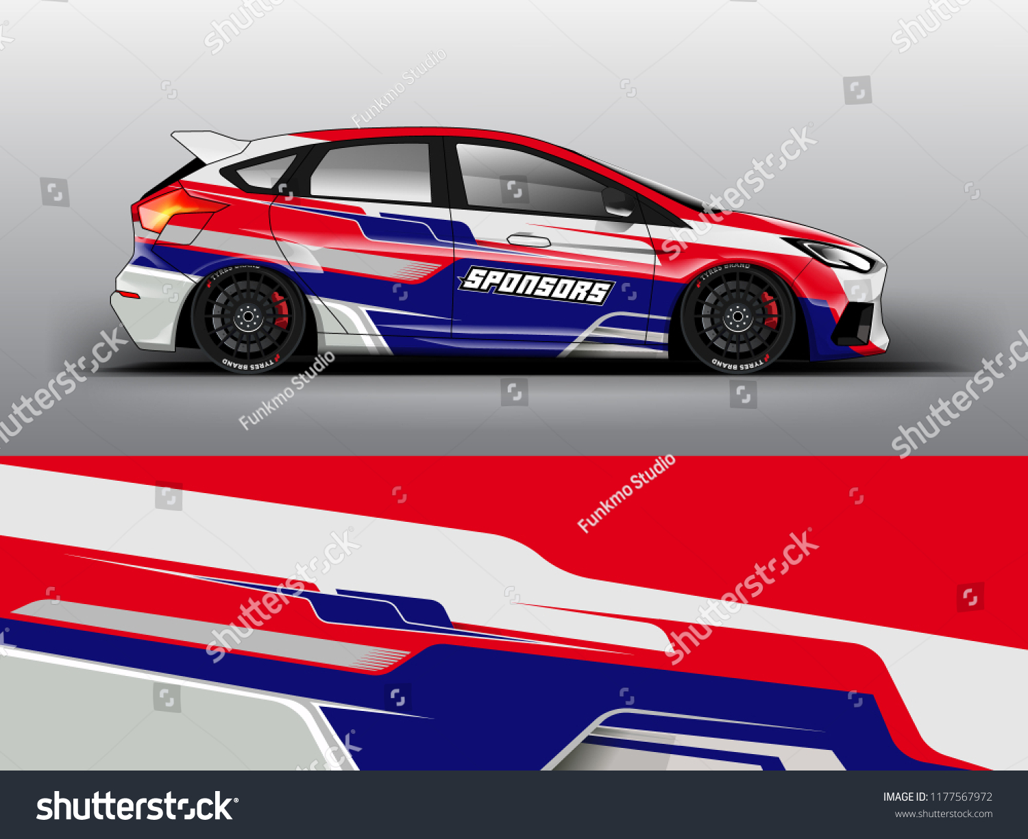 Car wrap graphic racing abstract red strip background for wrap and vinyl sticker