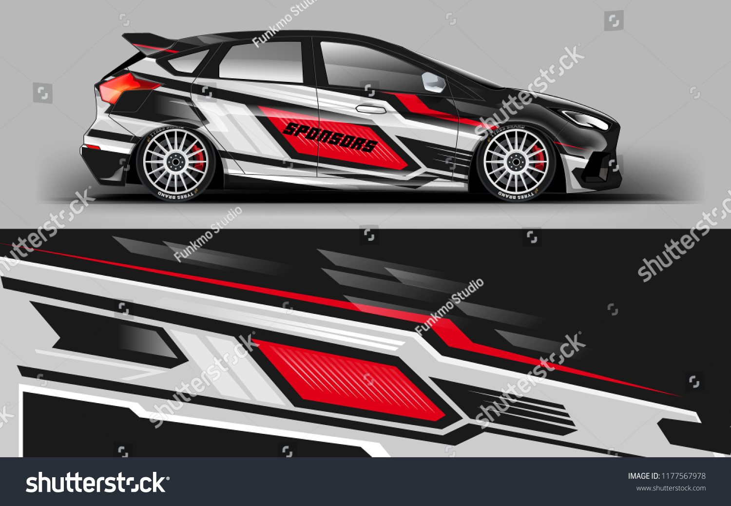 Car wrap graphic racing abstract red strip background for wrap and vinyl sticker