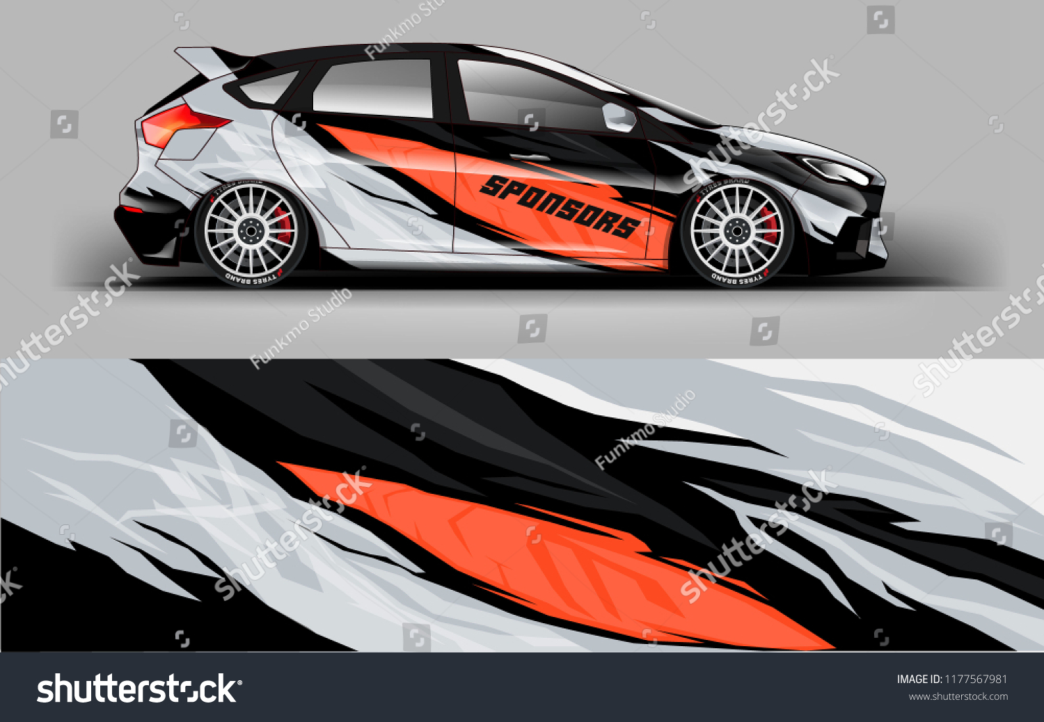 Car wrap graphic racing abstract red strip background for wrap and vinyl sticker