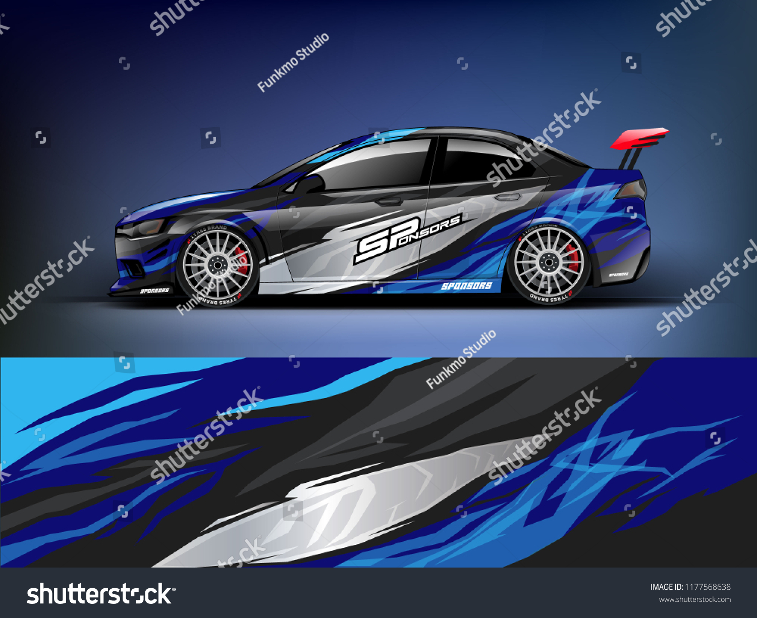 Car wrap graphic racing abstract blue strip background for wrap and vinyl sticker