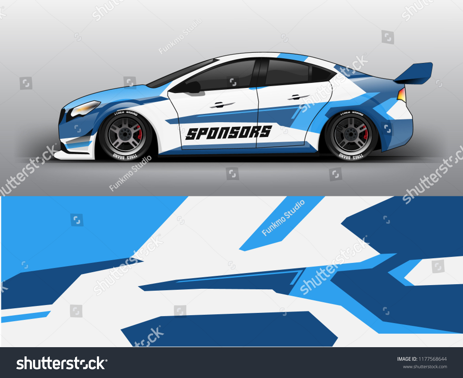Car wrap graphic racing abstract blue strip background for wrap and vinyl sticker