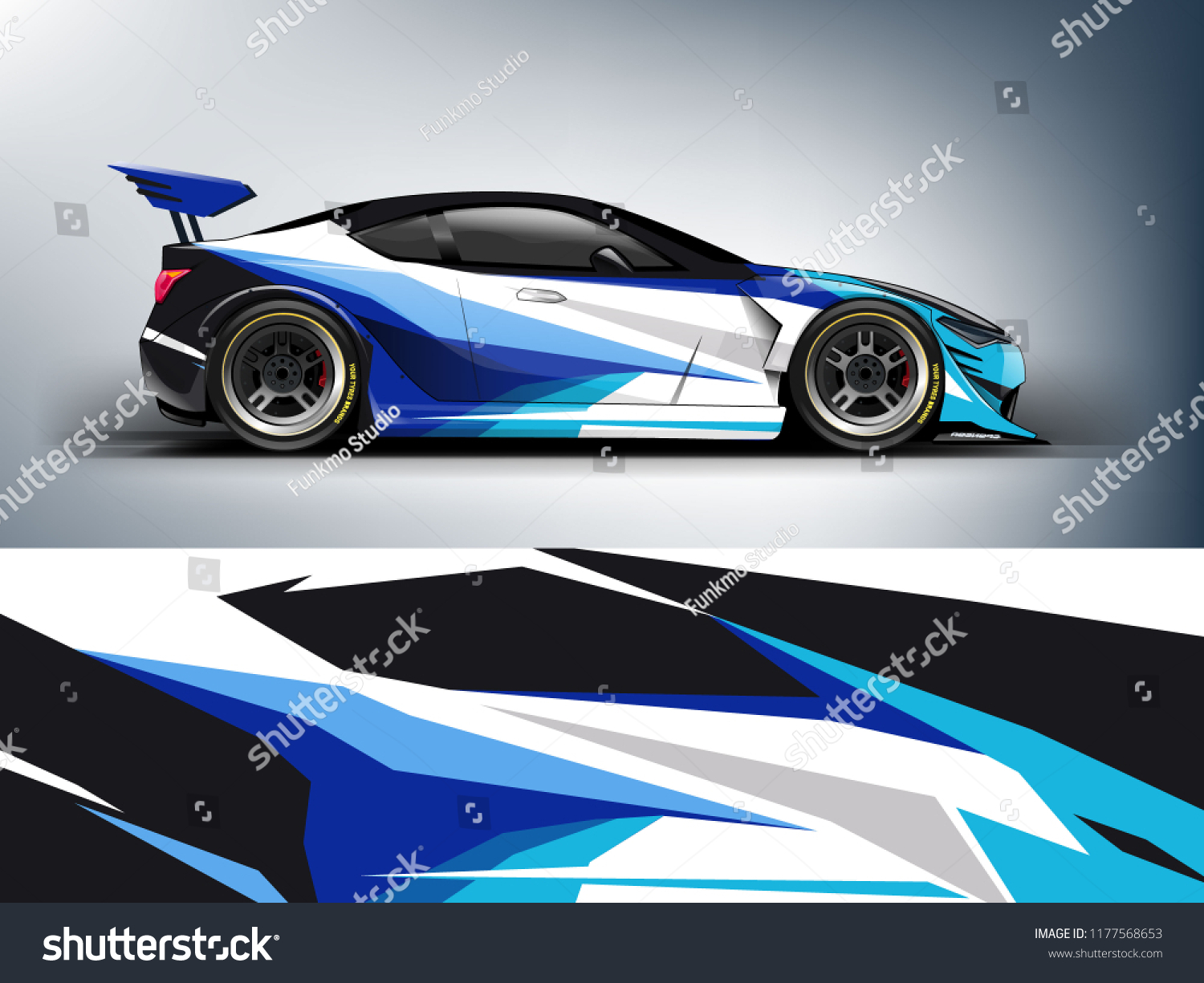 Car wrap graphic racing abstract blue strip background for wrap and vinyl sticker