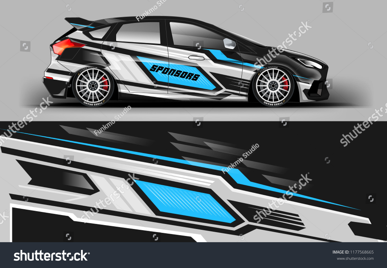 Car wrap graphic racing abstract blue strip background for wrap and vinyl sticker