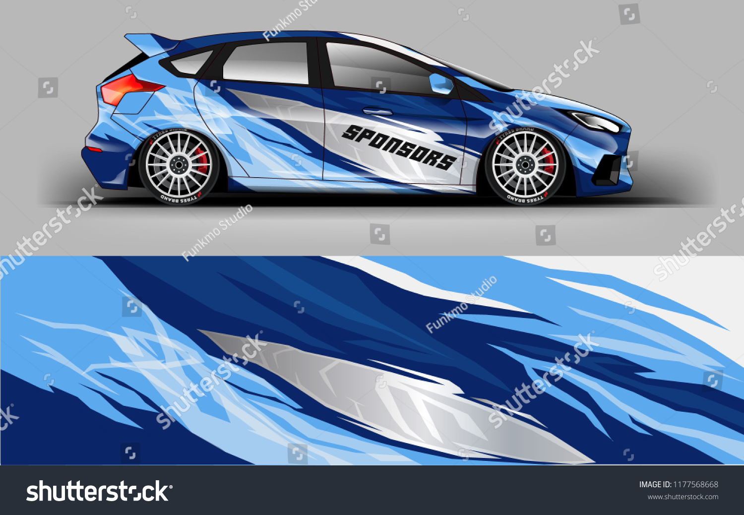 Car wrap graphic racing abstract blue strip background for wrap and vinyl sticker