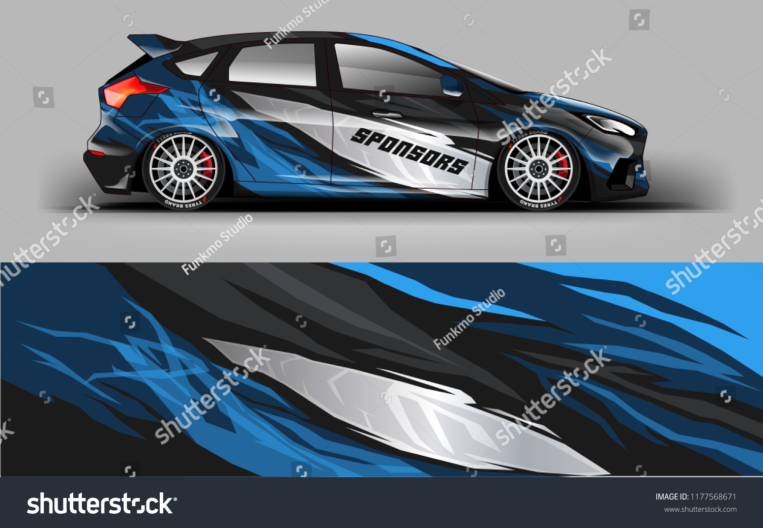Car wrap graphic racing abstract blue strip background for wrap and vinyl sticker