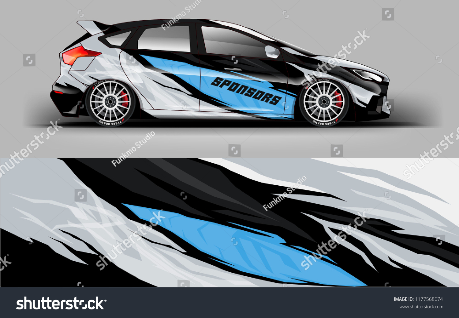 Car wrap graphic racing abstract blue strip background for wrap and vinyl sticker