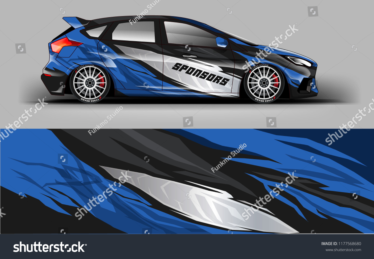 Car wrap graphic racing abstract blue strip background for wrap and vinyl sticker