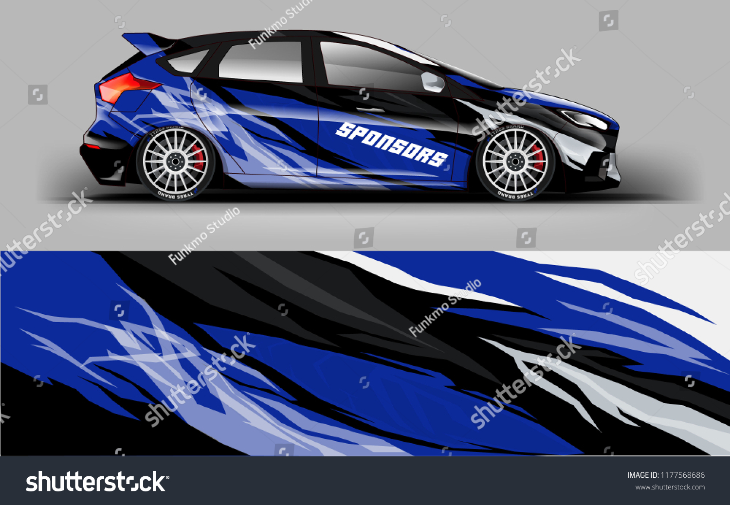 Car wrap graphic racing abstract blue strip background for wrap and vinyl sticker