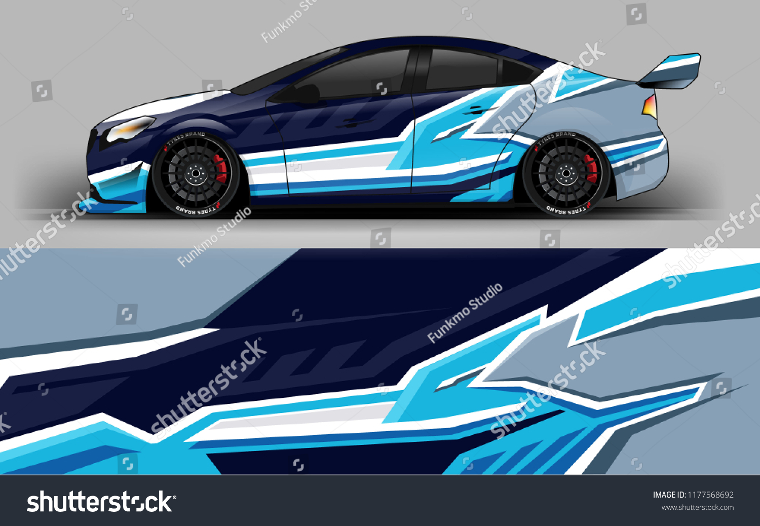 Car wrap graphic racing abstract blue strip background for wrap and vinyl sticker