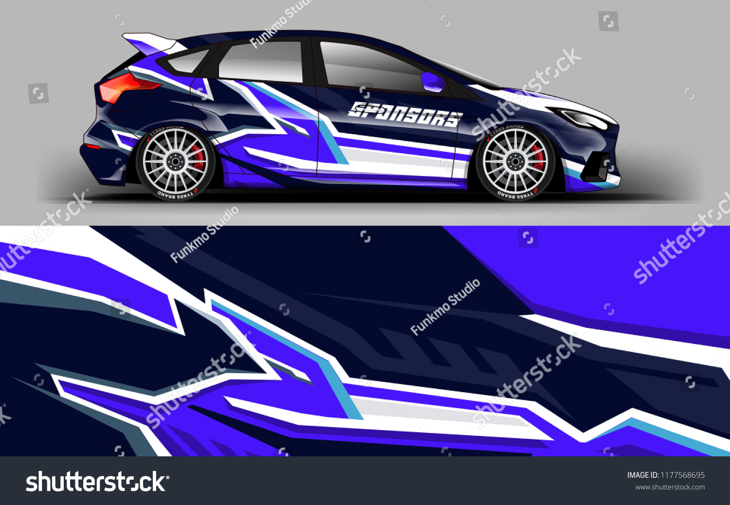 Car wrap graphic racing abstract blue strip background for wrap and vinyl sticker