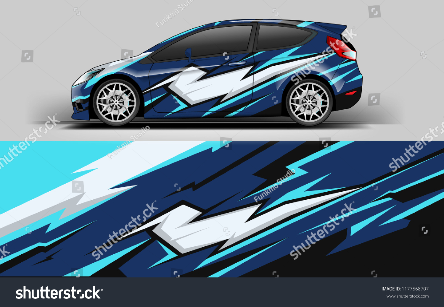 Car wrap graphic racing abstract blue strip background for wrap and vinyl sticker