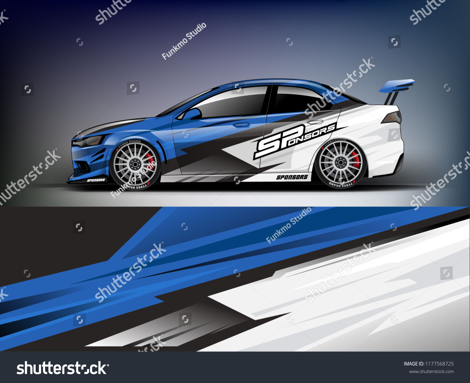 Car wrap graphic racing abstract blue strip background for wrap and vinyl sticker