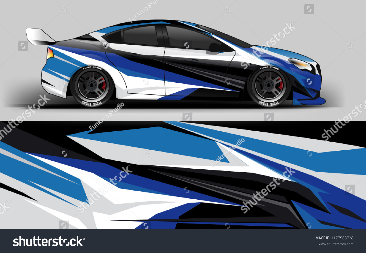 Car wrap graphic racing abstract blue strip background for wrap and vinyl sticker