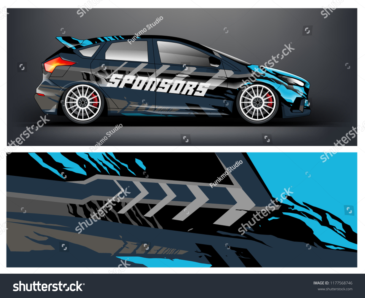 Car wrap graphic racing abstract blue strip background for wrap and vinyl sticker