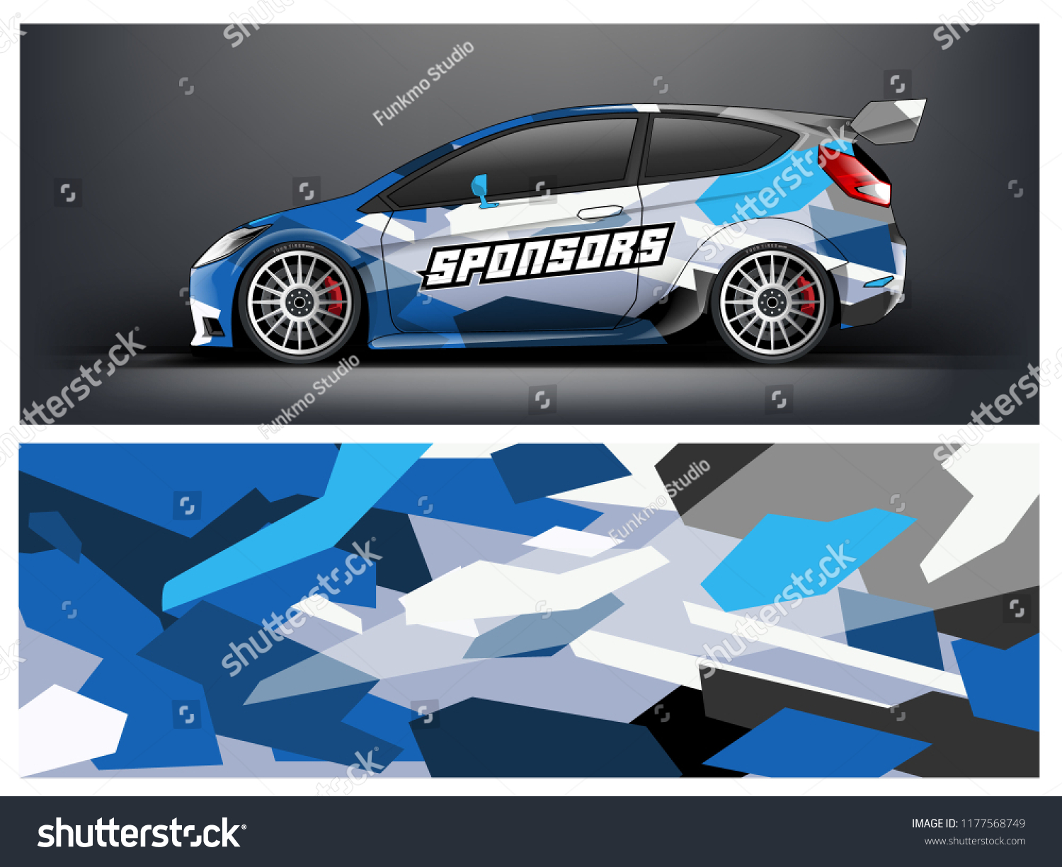 Car wrap graphic racing abstract blue strip background for wrap and vinyl sticker