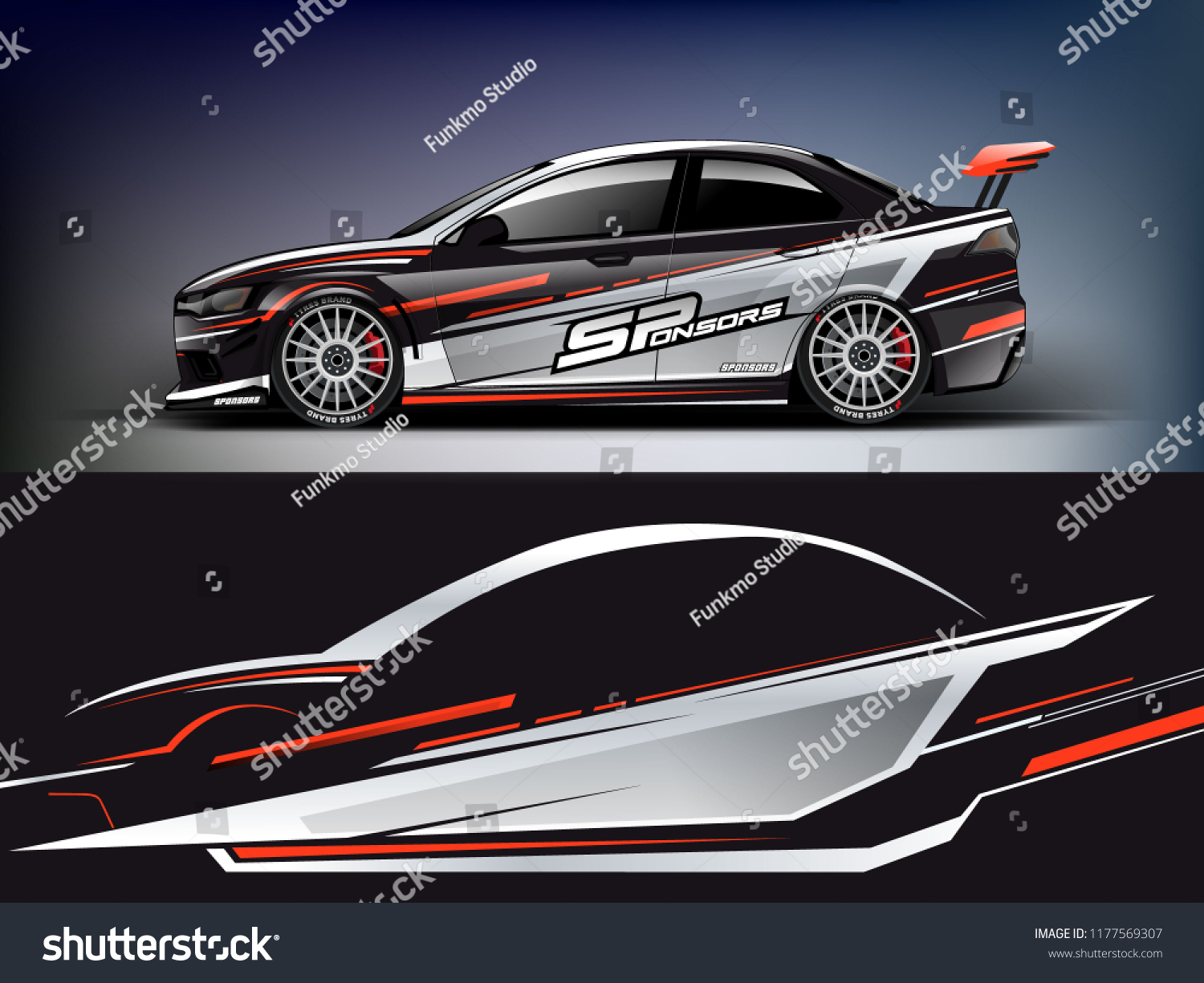 Car wrap graphic racing abstract strip background for wrap and vinyl sticker