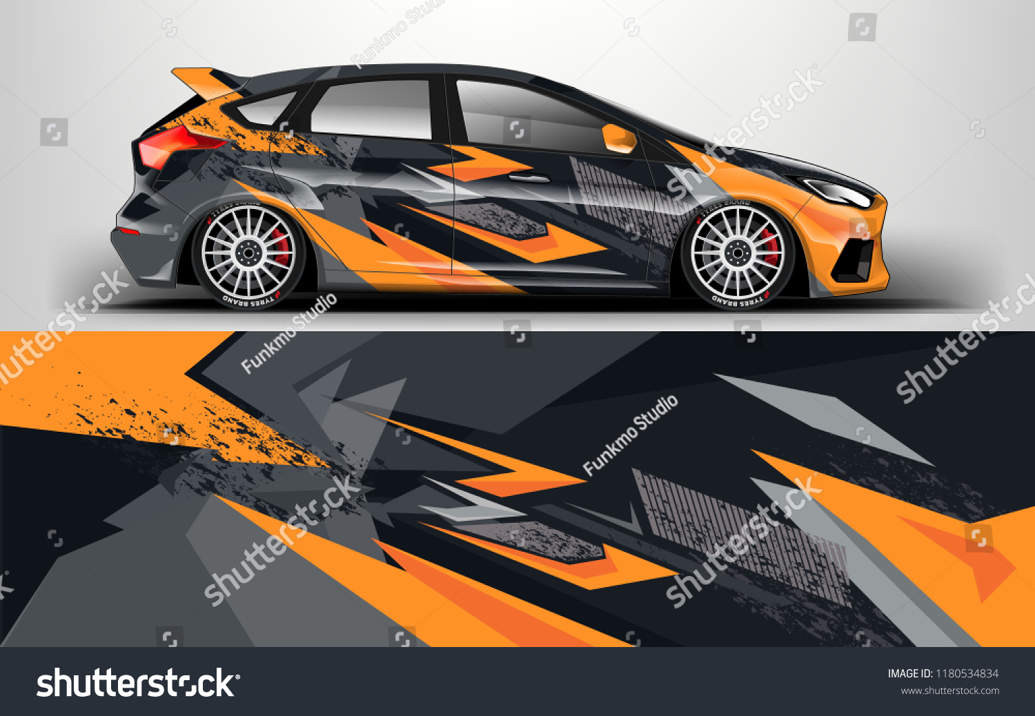 Racing Car Wrap. Decal, sticker abstrack strips