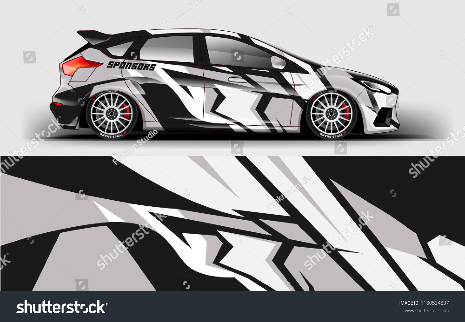 Racing Car Wrap. Decal, sticker abstrack strips