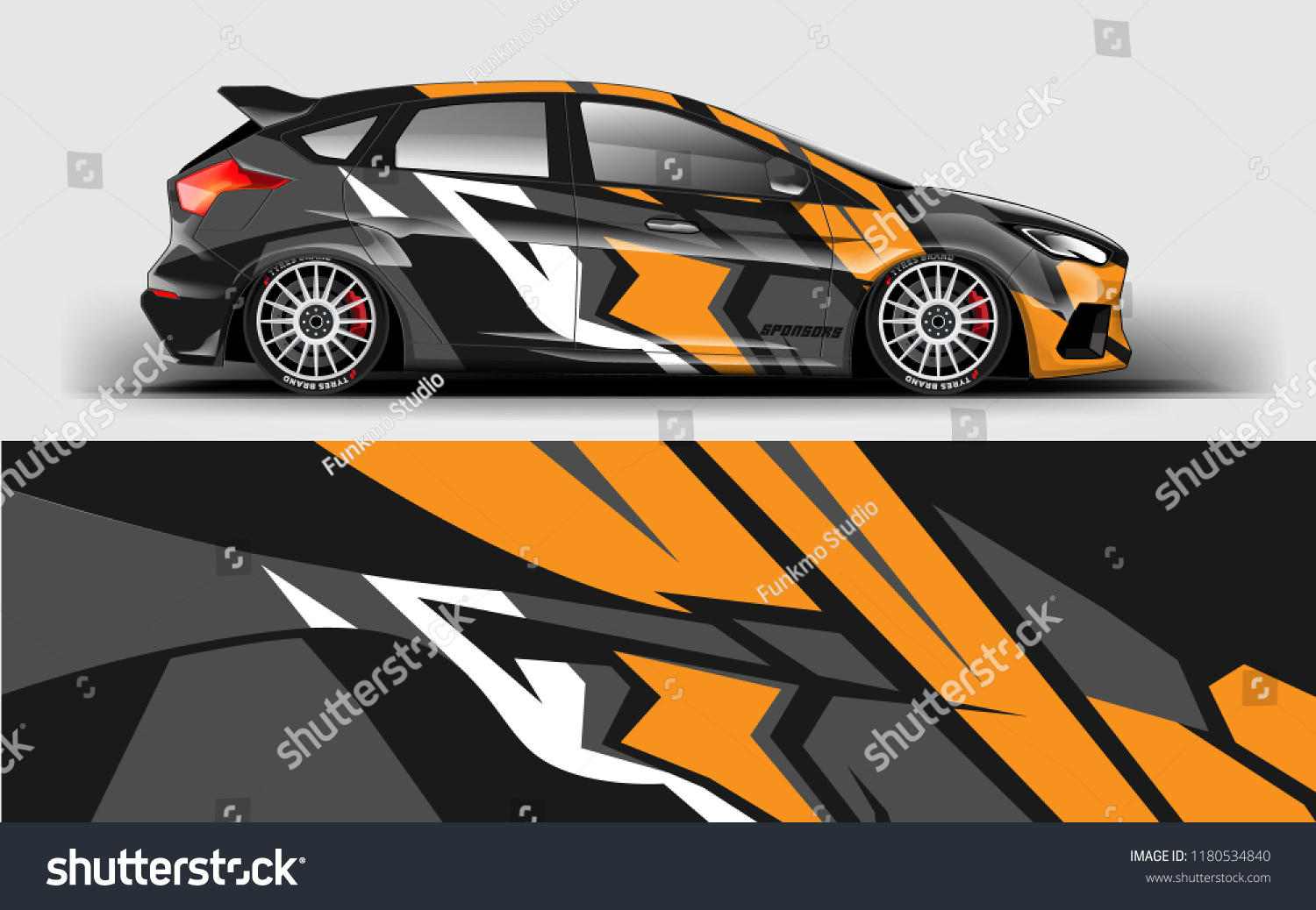 Racing Car Wrap. Decal, sticker abstrack strips