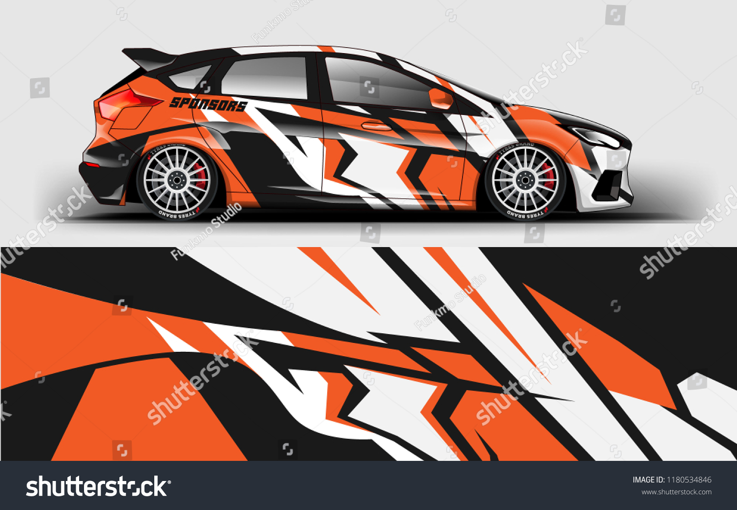 Racing Car Wrap. Decal, sticker abstrack strips