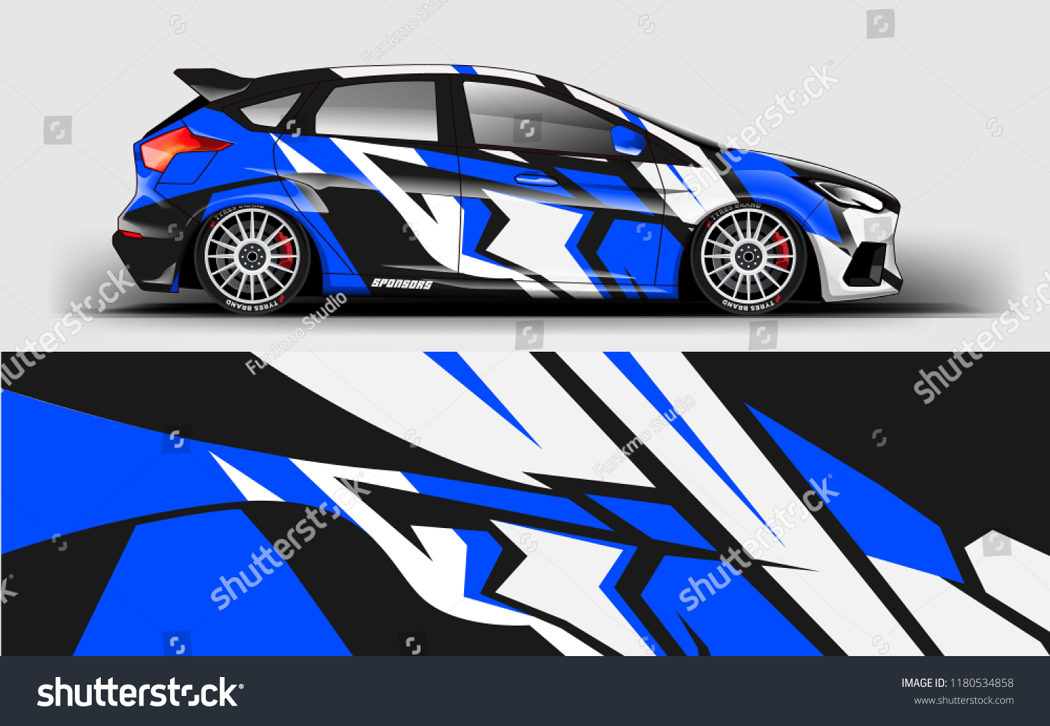 Racing Car Wrap. Decal, sticker abstrack strips
